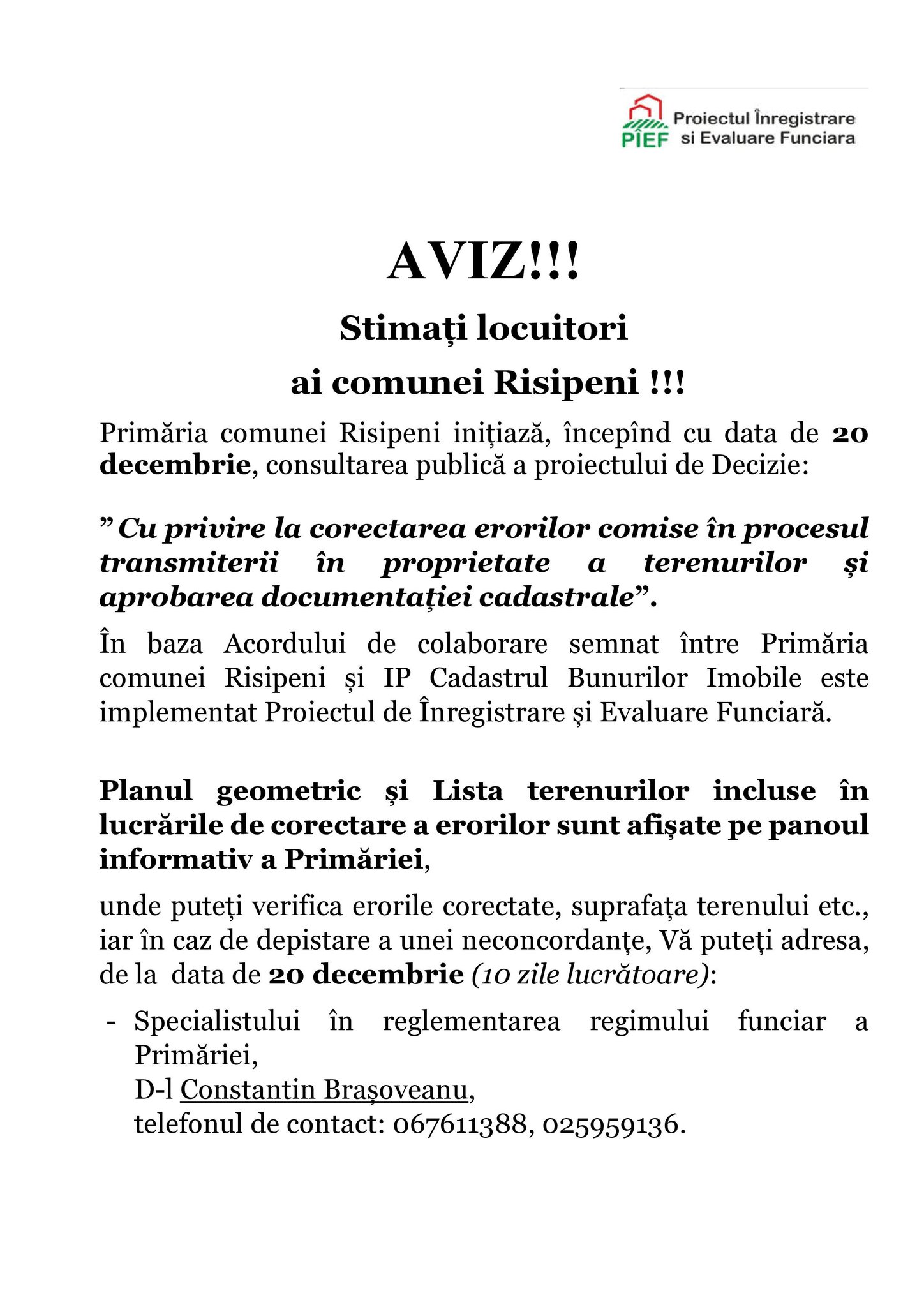 anunt risipeni
